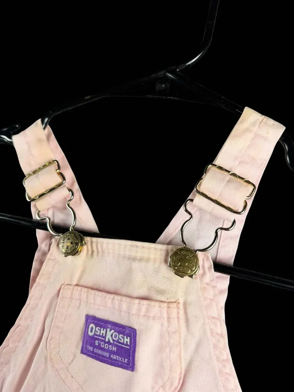 Vintage OshKosh B'gosh Pink Denim Overalls with Snap Inseam